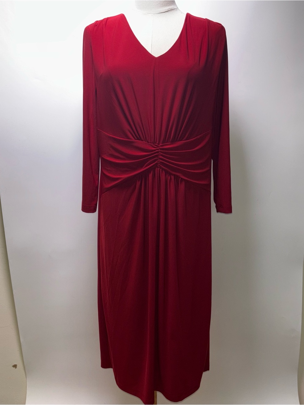 Women with Control Deep Red Midi Dress with Twist Front Size M